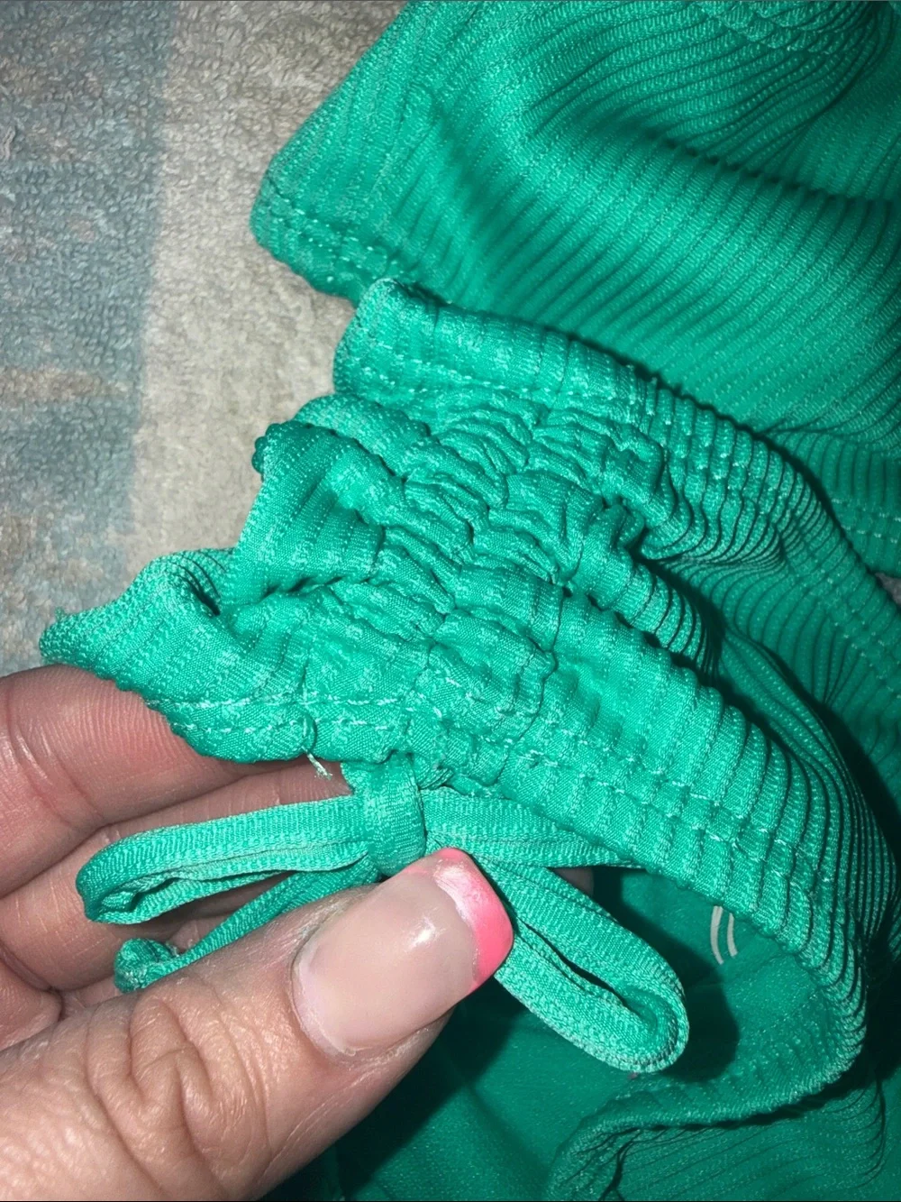 Girls Emerald Green Ribbed Two-Piece Bikini Swim Set
